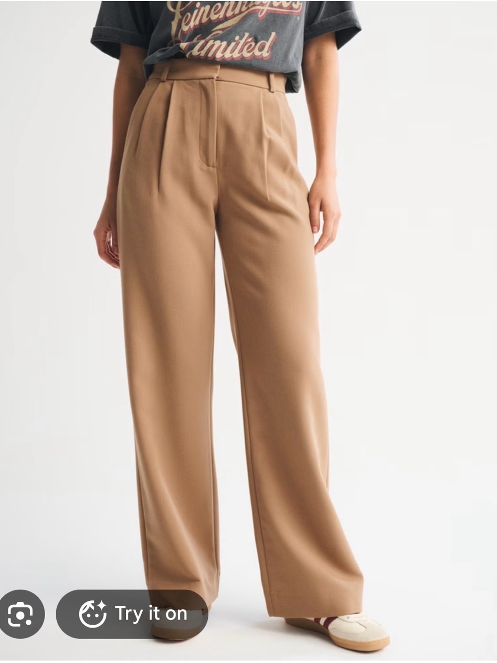 Abercrombie & Fitch Tan Wide Leg High-Rise Pants